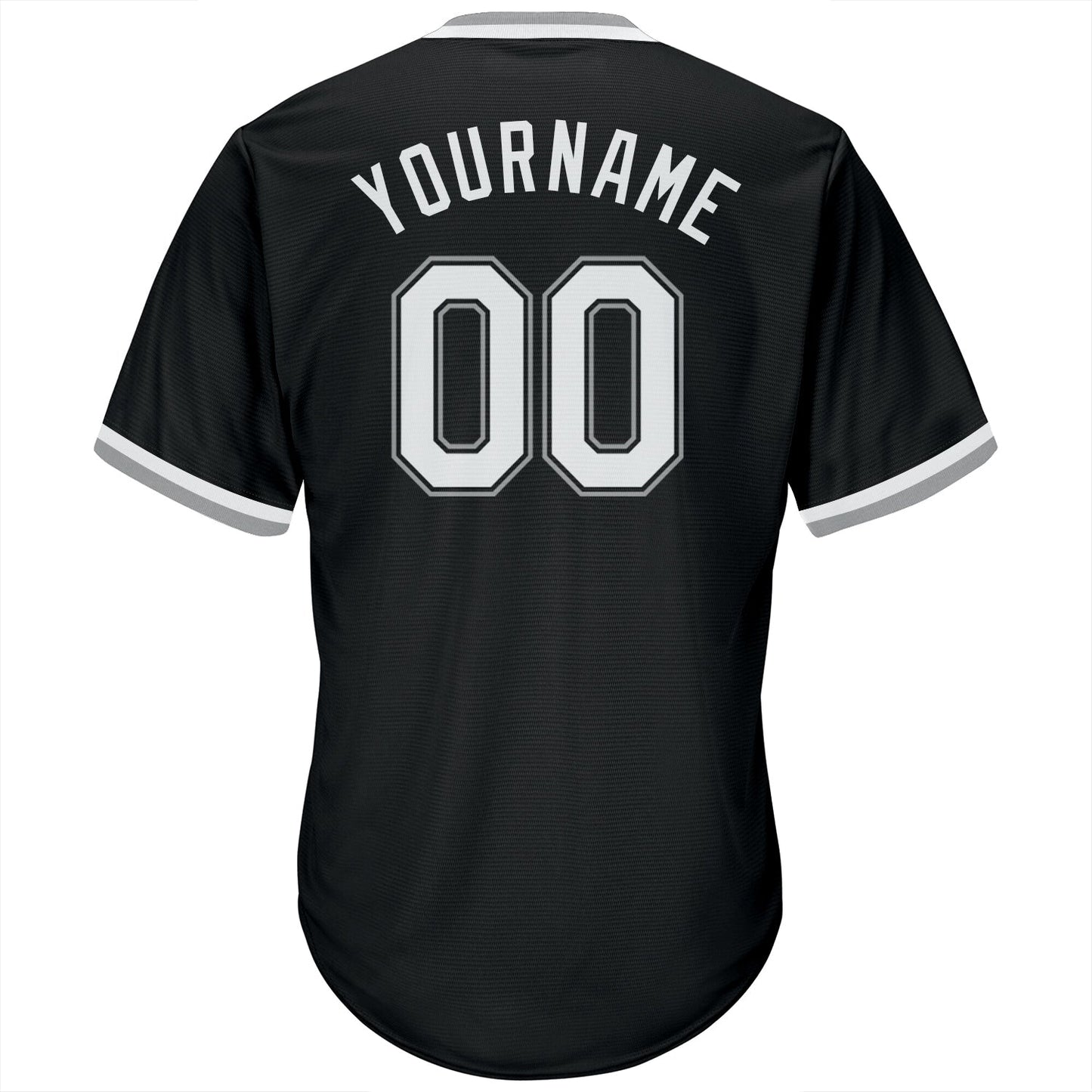Custom Black White-Gray Authentic Throwback Rib-Knit Baseball Jersey Shirt view 3