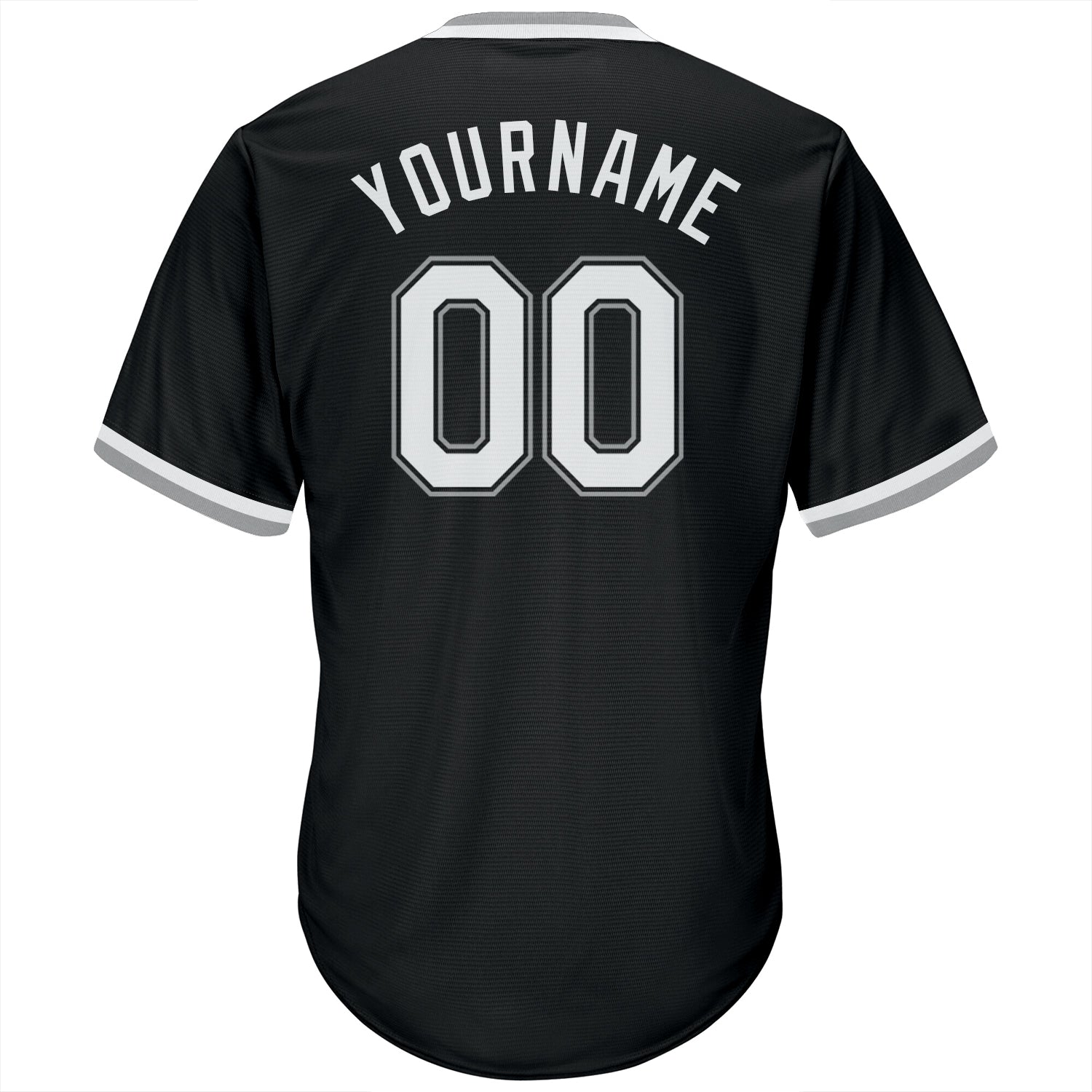 Custom Black White-Gray Authentic Throwback Rib-Knit Baseball Jersey Shirt view 3