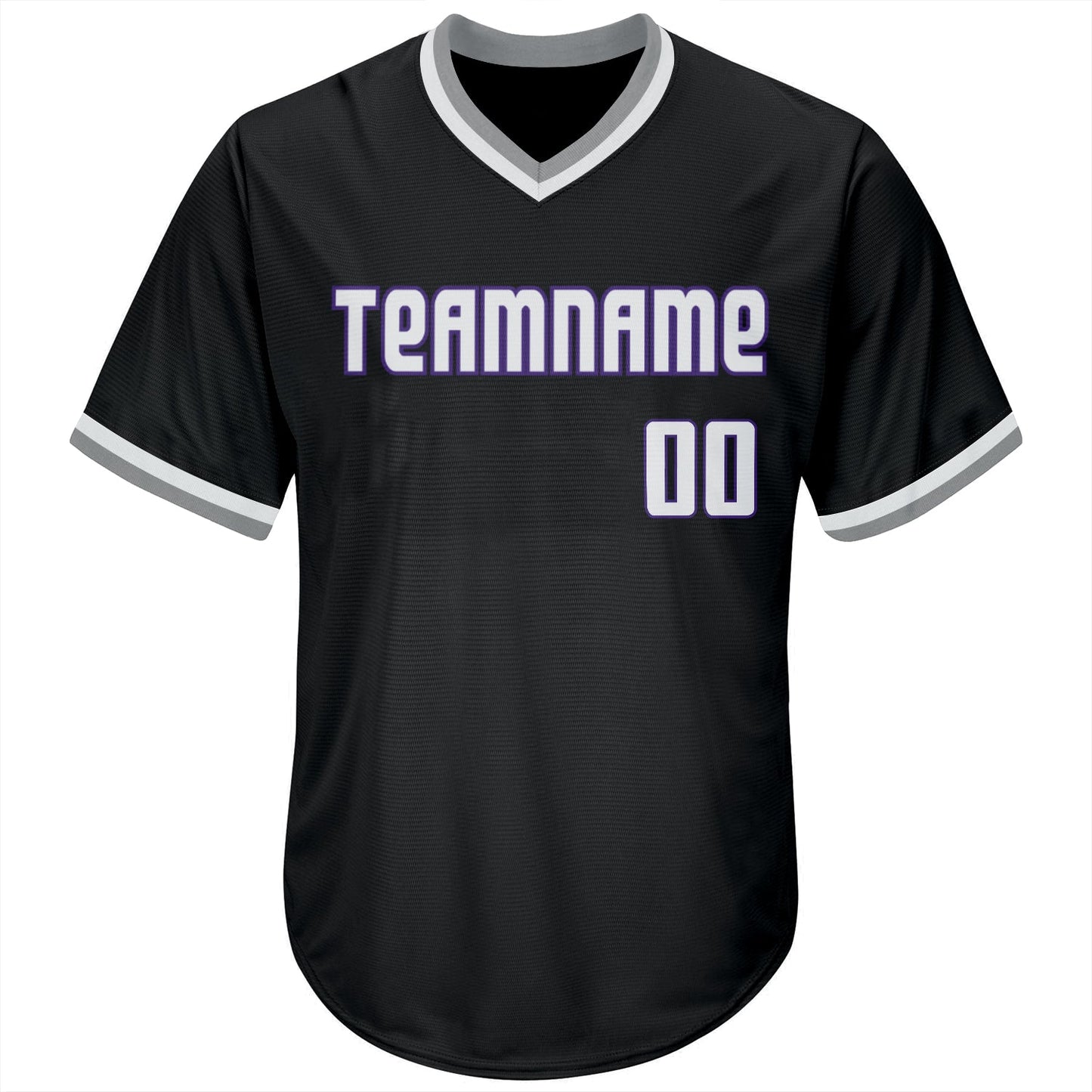 Custom Black White-Purple Authentic Throwback Rib-Knit Baseball Jersey Shirt view 2