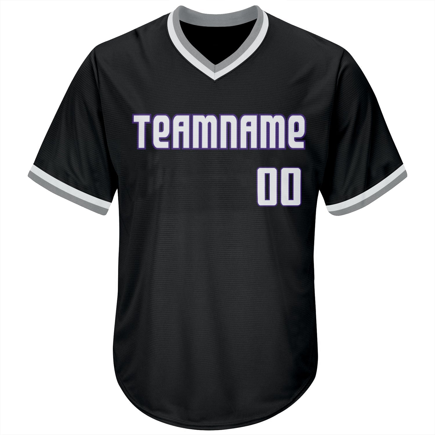 Custom Black White-Purple Authentic Throwback Rib-Knit Baseball Jersey Shirt view 2
