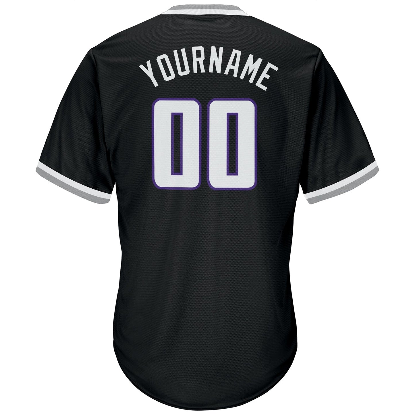 Custom Black White-Purple Authentic Throwback Rib-Knit Baseball Jersey Shirt view 3