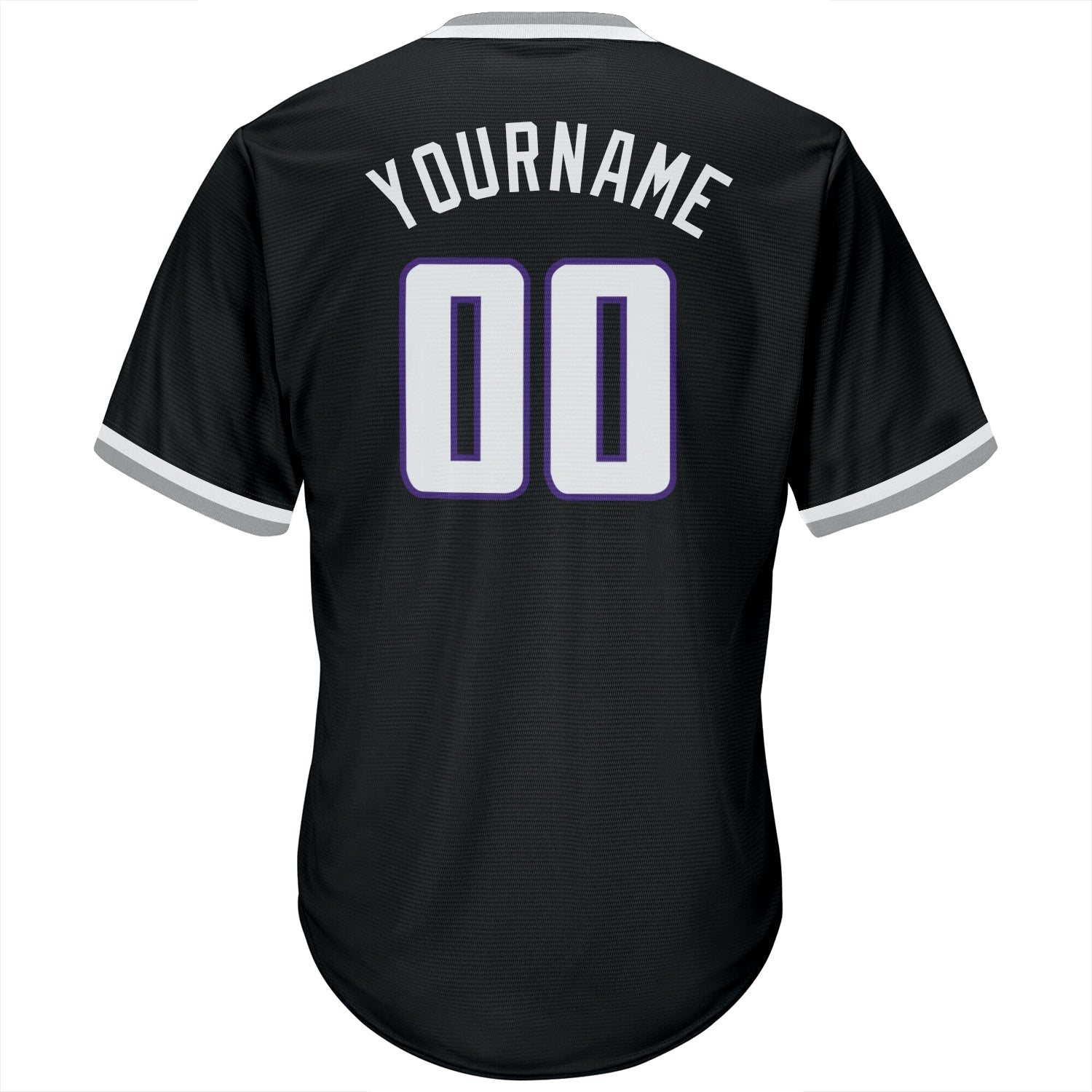 Custom Black White-Purple Authentic Throwback Rib-Knit Baseball Jersey Shirt view 3