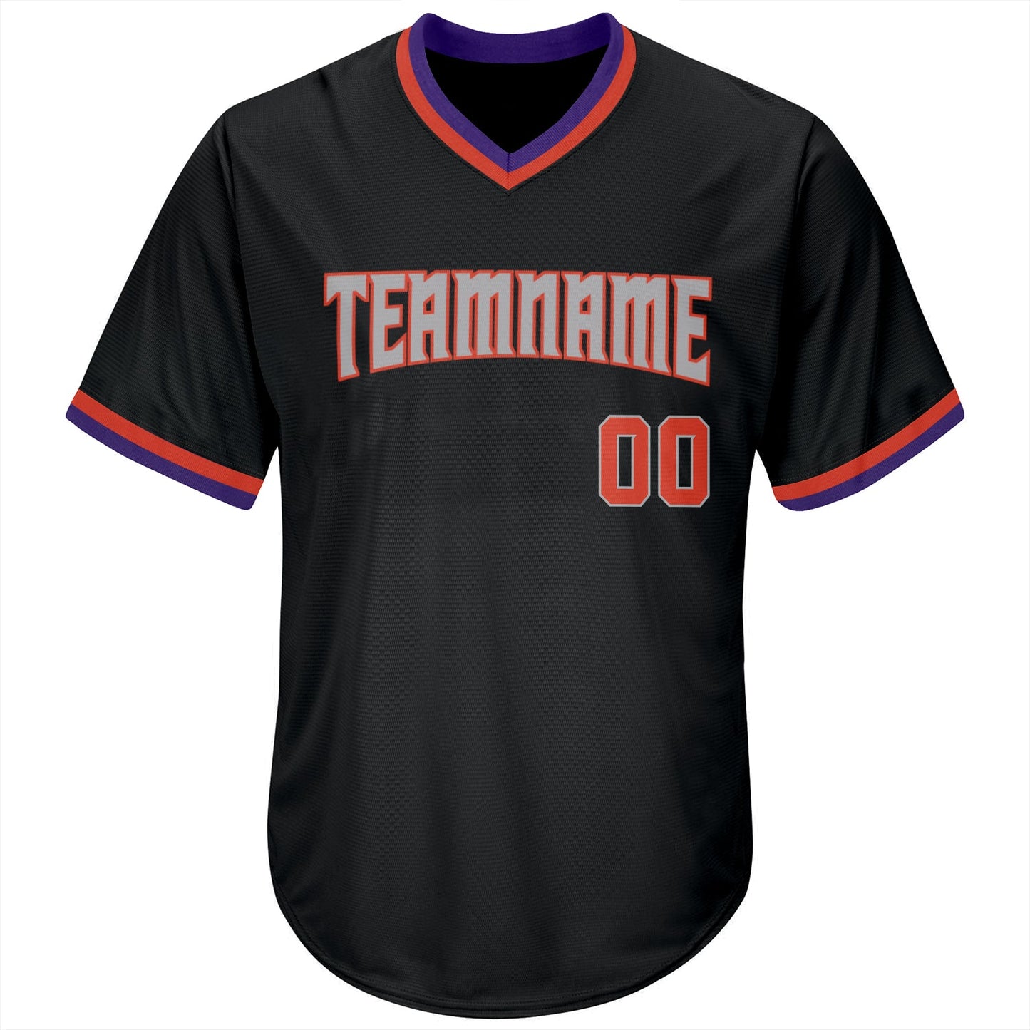 Custom Black Orange-Gray Authentic Throwback Rib-Knit Baseball Jersey Shirt view 2