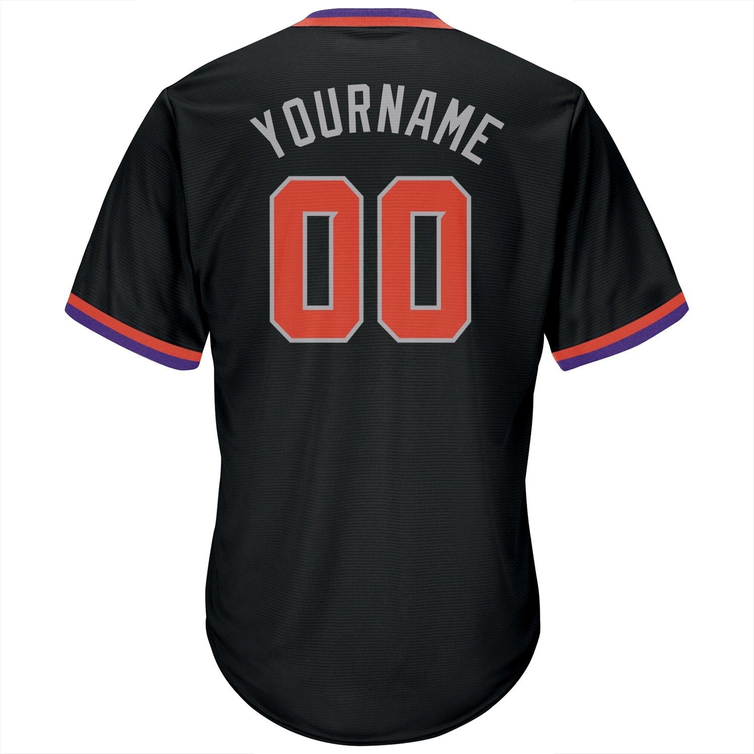 Custom Black Orange-Gray Authentic Throwback Rib-Knit Baseball Jersey Shirt view 3