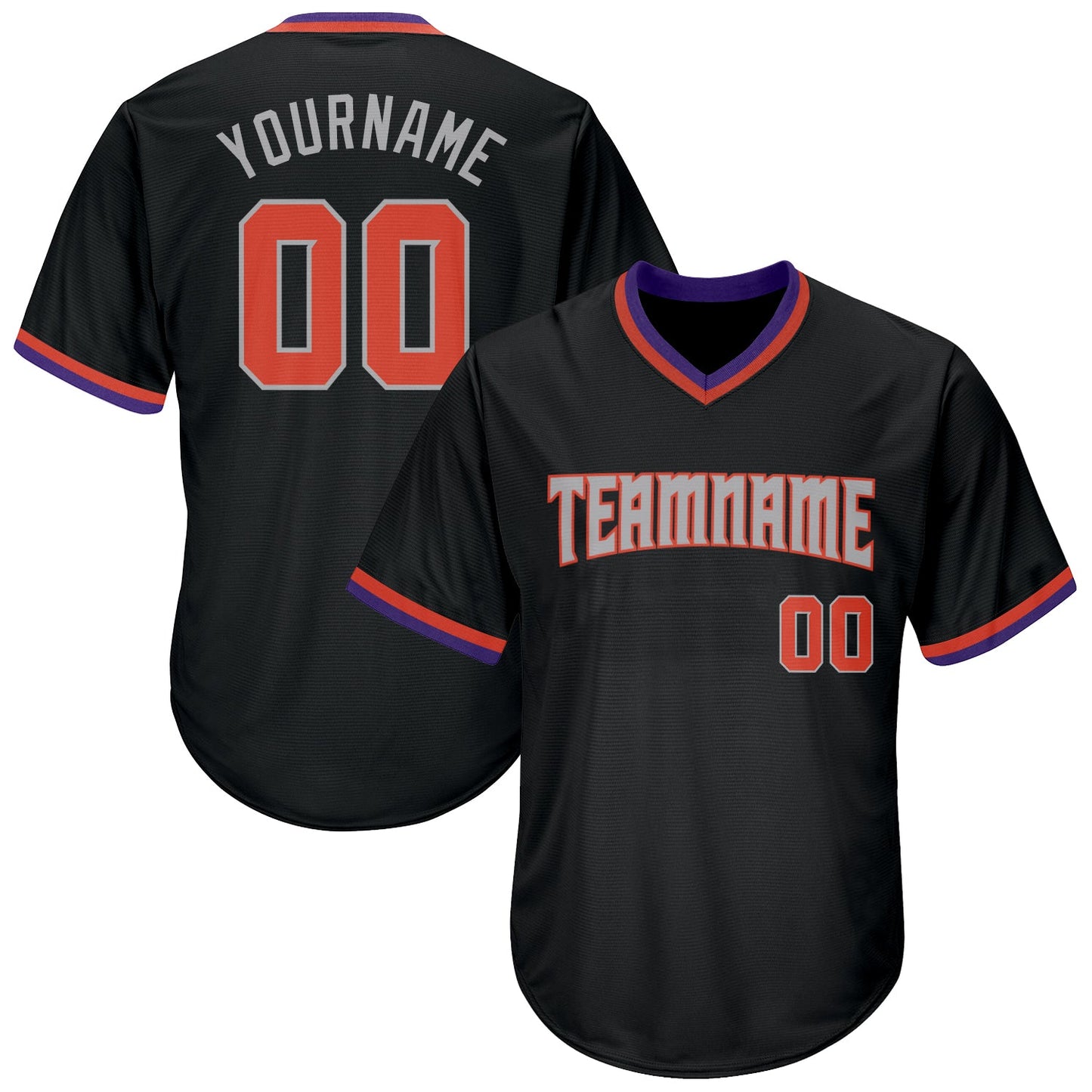 Custom Black Orange-Gray Authentic Throwback Rib-Knit Baseball Jersey Shirt - Main View