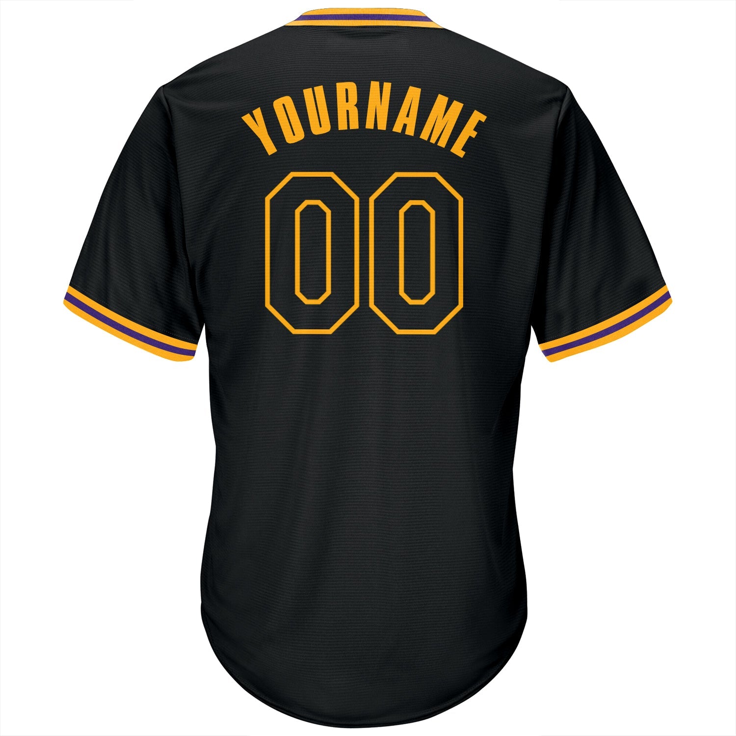 Custom Black Black-Gold Authentic Throwback Rib-Knit Baseball Jersey Shirt view 3