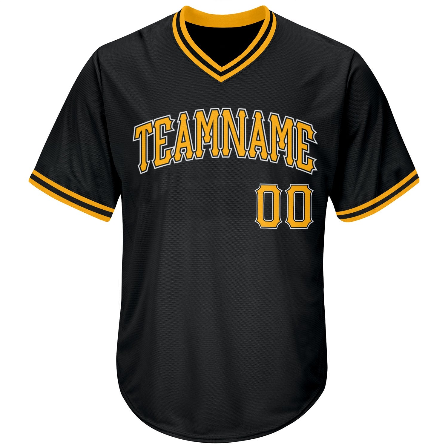 Custom Black Gold-White Authentic Throwback Rib-Knit Baseball Jersey Shirt view 2