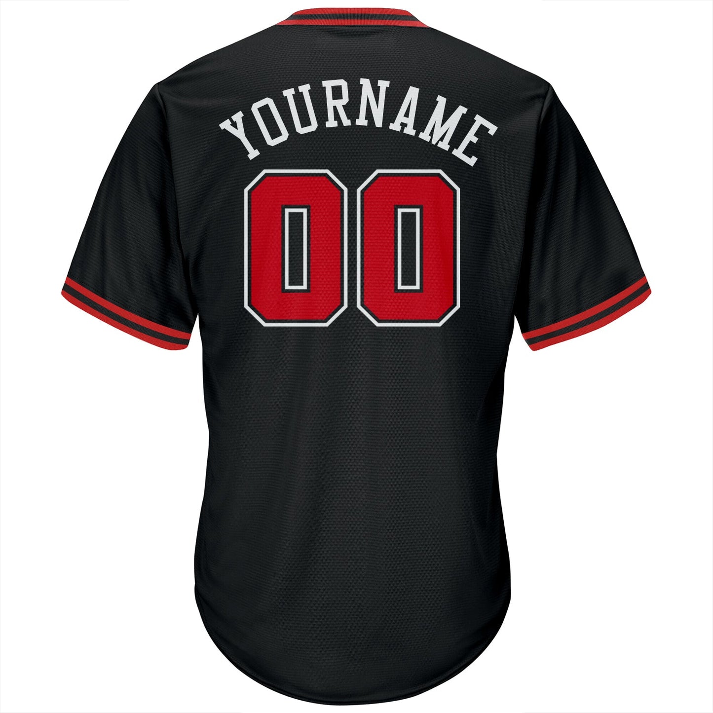 Custom Black Red-White Authentic Throwback Rib-Knit Baseball Jersey Shirt view 4