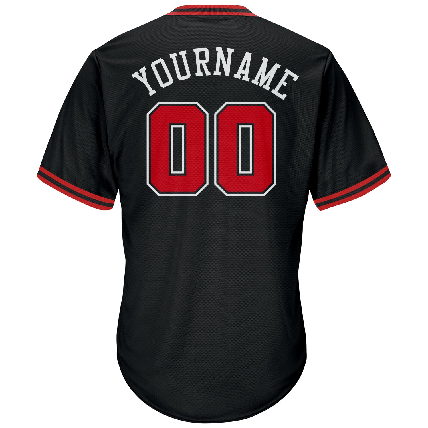 Custom Black Red-White Authentic Throwback Rib-Knit Baseball Jersey Shirt view 4