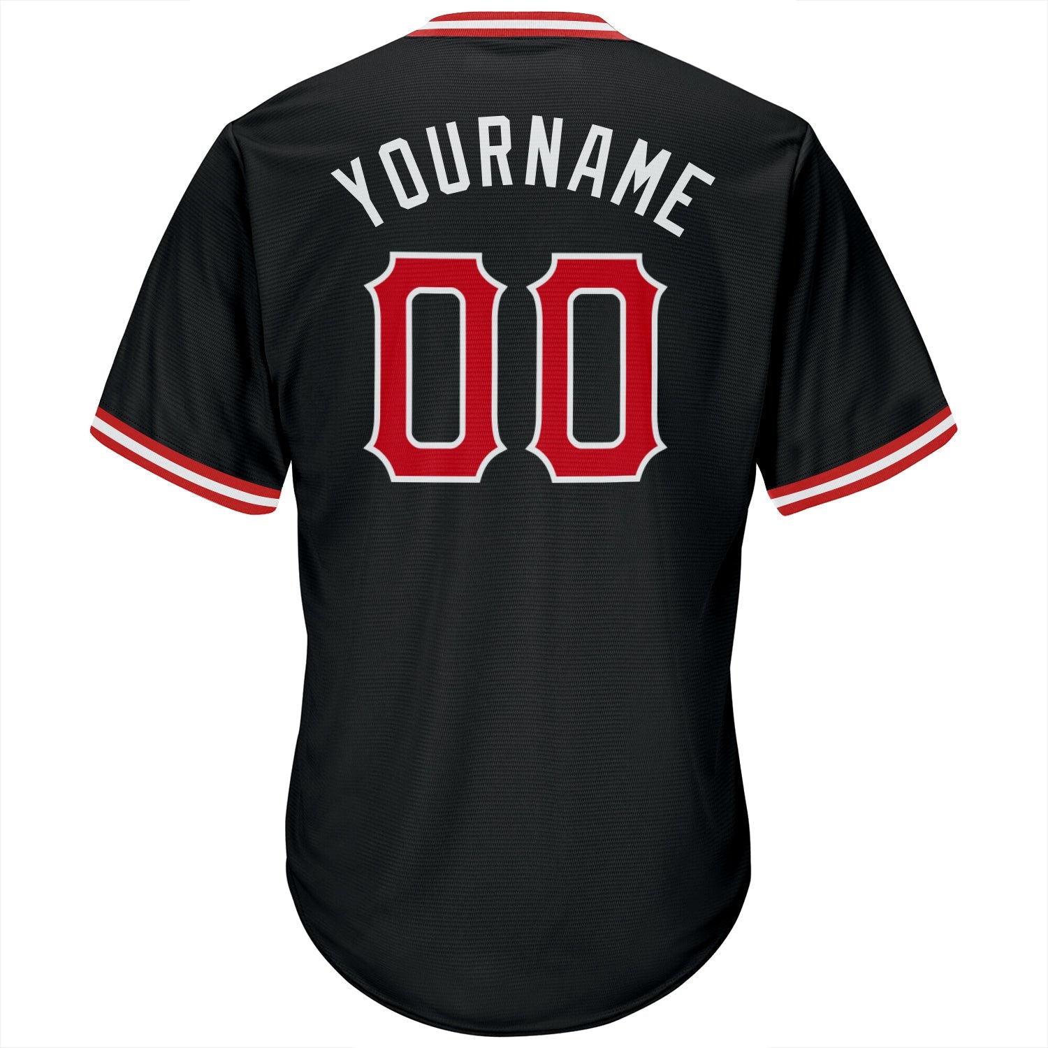 Custom Black Red-White Authentic Throwback Rib-Knit Baseball Jersey Shirt view 3