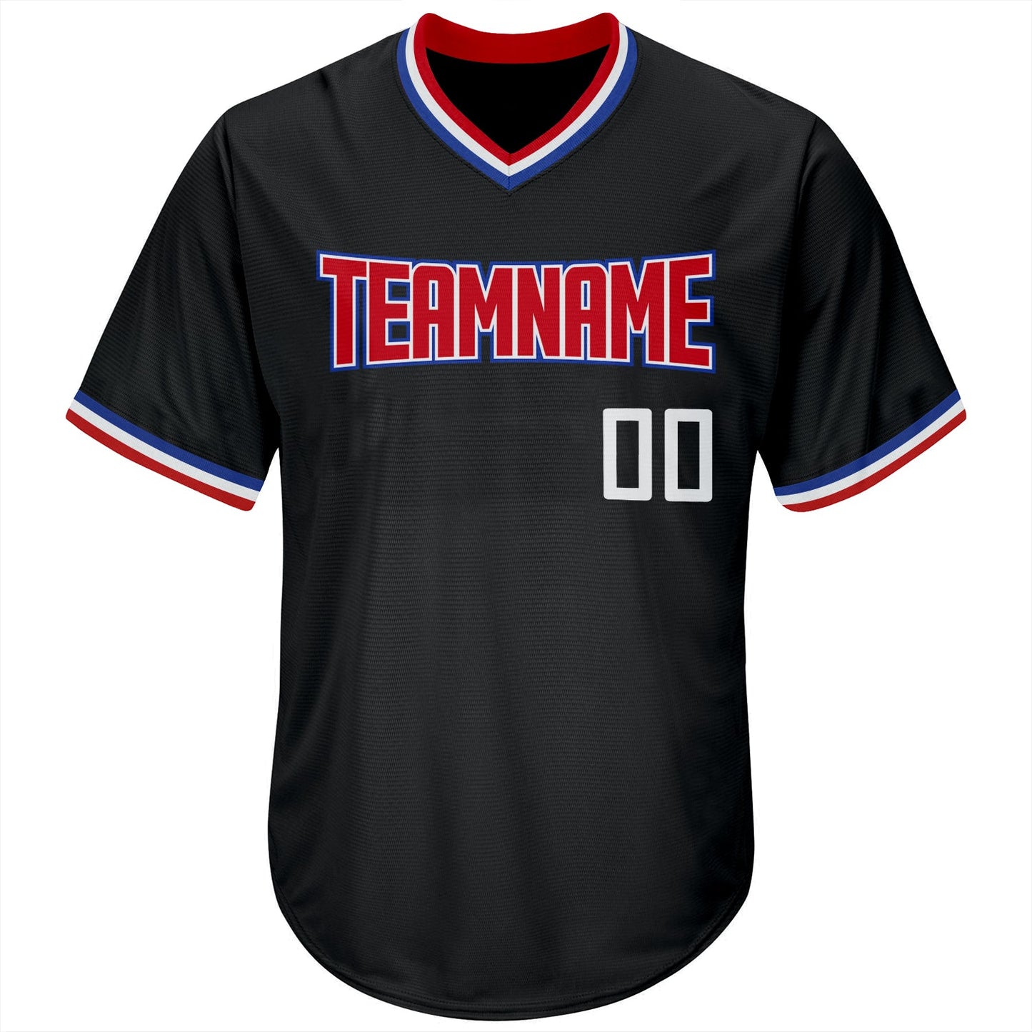 Custom Black White-Red Authentic Throwback Rib-Knit Baseball Jersey Shirt view 2