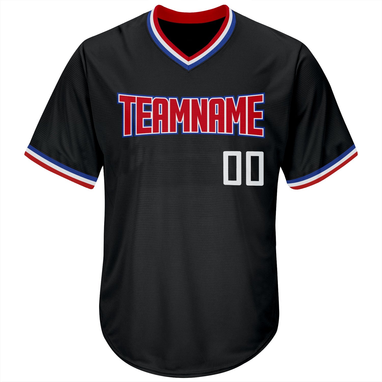 Custom Black White-Red Authentic Throwback Rib-Knit Baseball Jersey Shirt view 2
