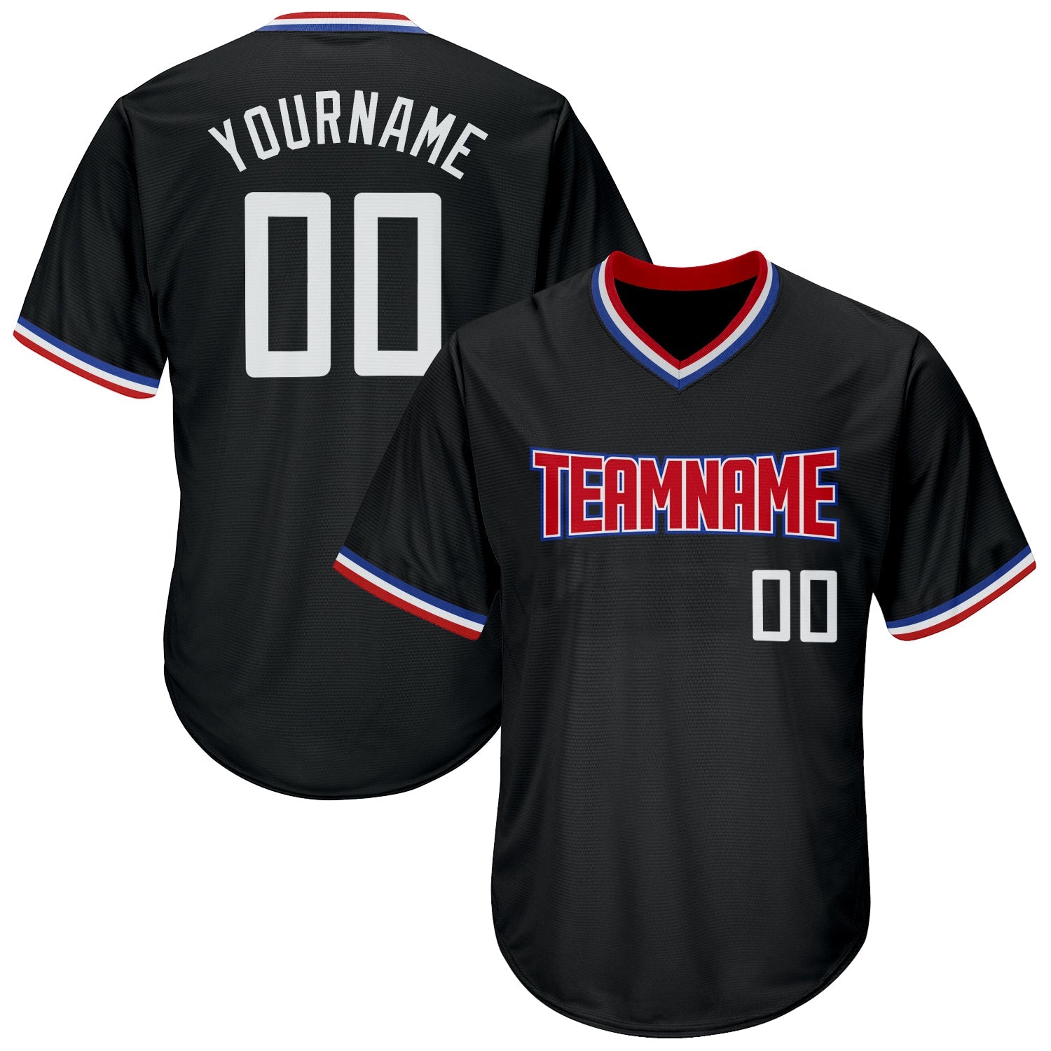 Custom Black White-Red Authentic Throwback Rib-Knit Baseball Jersey Shirt - Main View