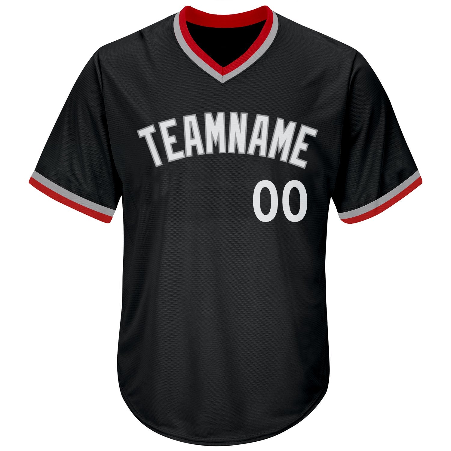 Custom Black White-Gray Authentic Throwback Rib-Knit Baseball Jersey Shirt view 2
