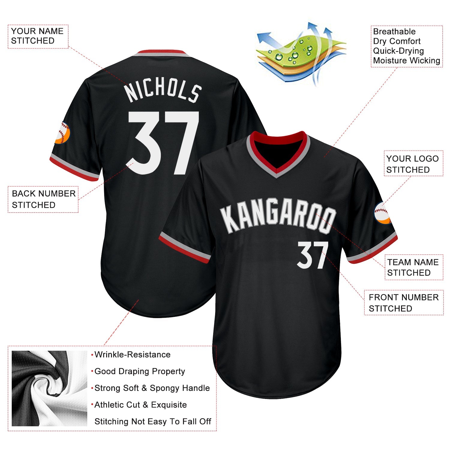 Custom Black White-Gray Authentic Throwback Rib-Knit Baseball Jersey Shirt view 4