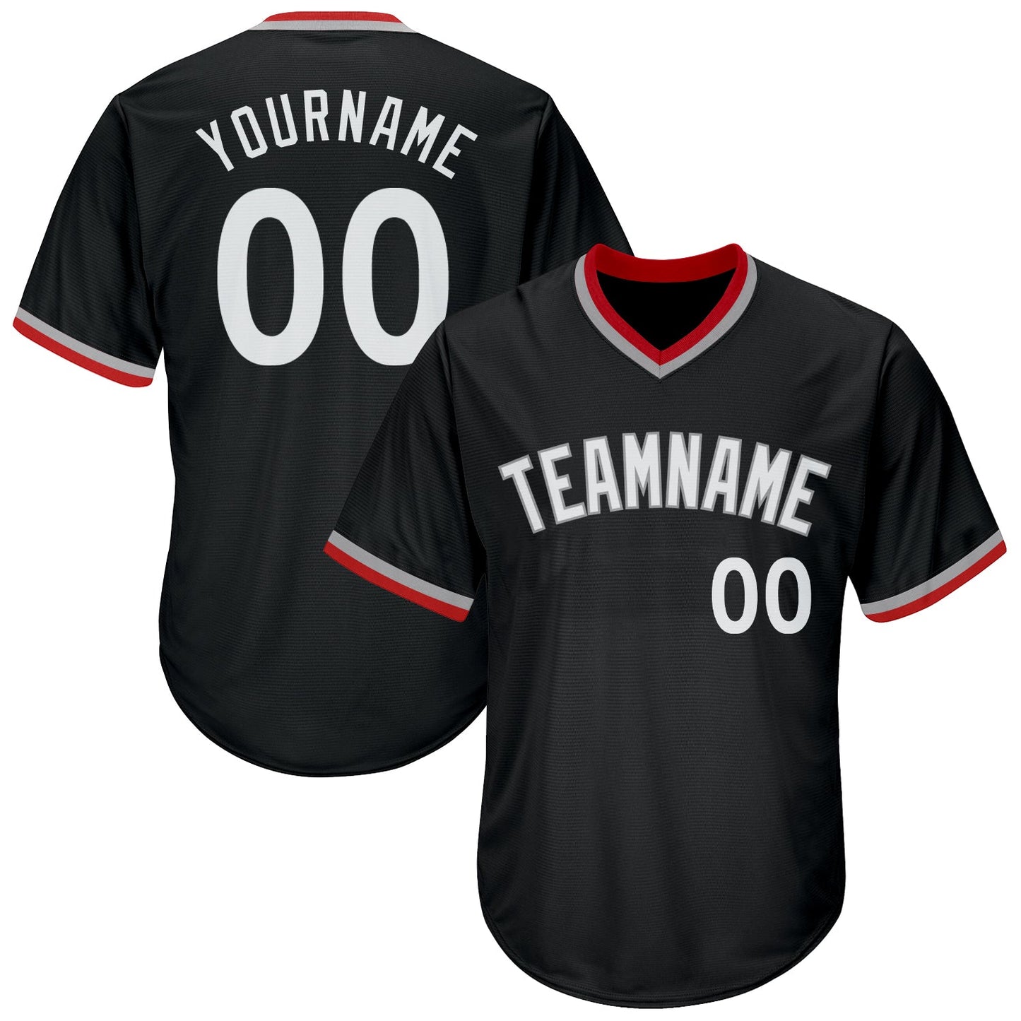 Custom Black White-Gray Authentic Throwback Rib-Knit Baseball Jersey Shirt - Main View