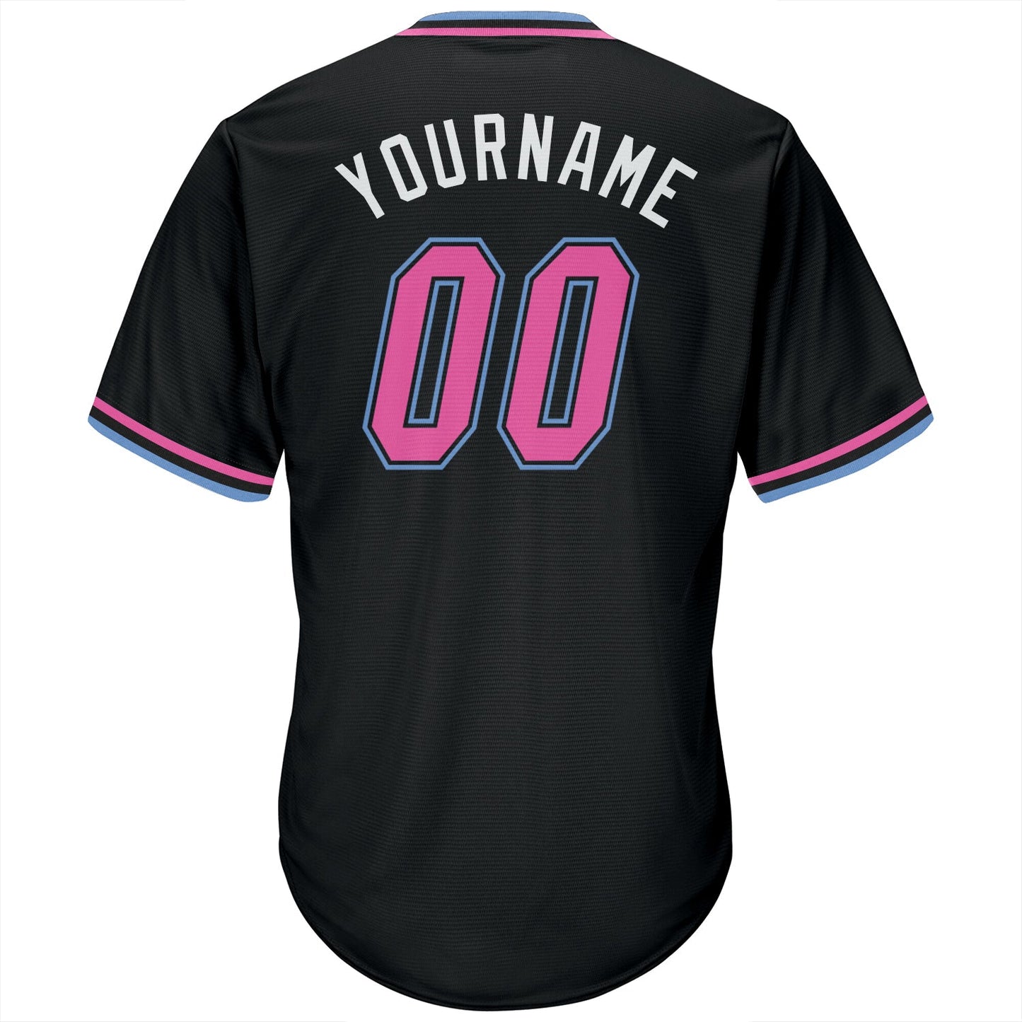 Custom Black Pink-Light Blue Authentic Throwback Rib-Knit Baseball Jersey Shirt view 3