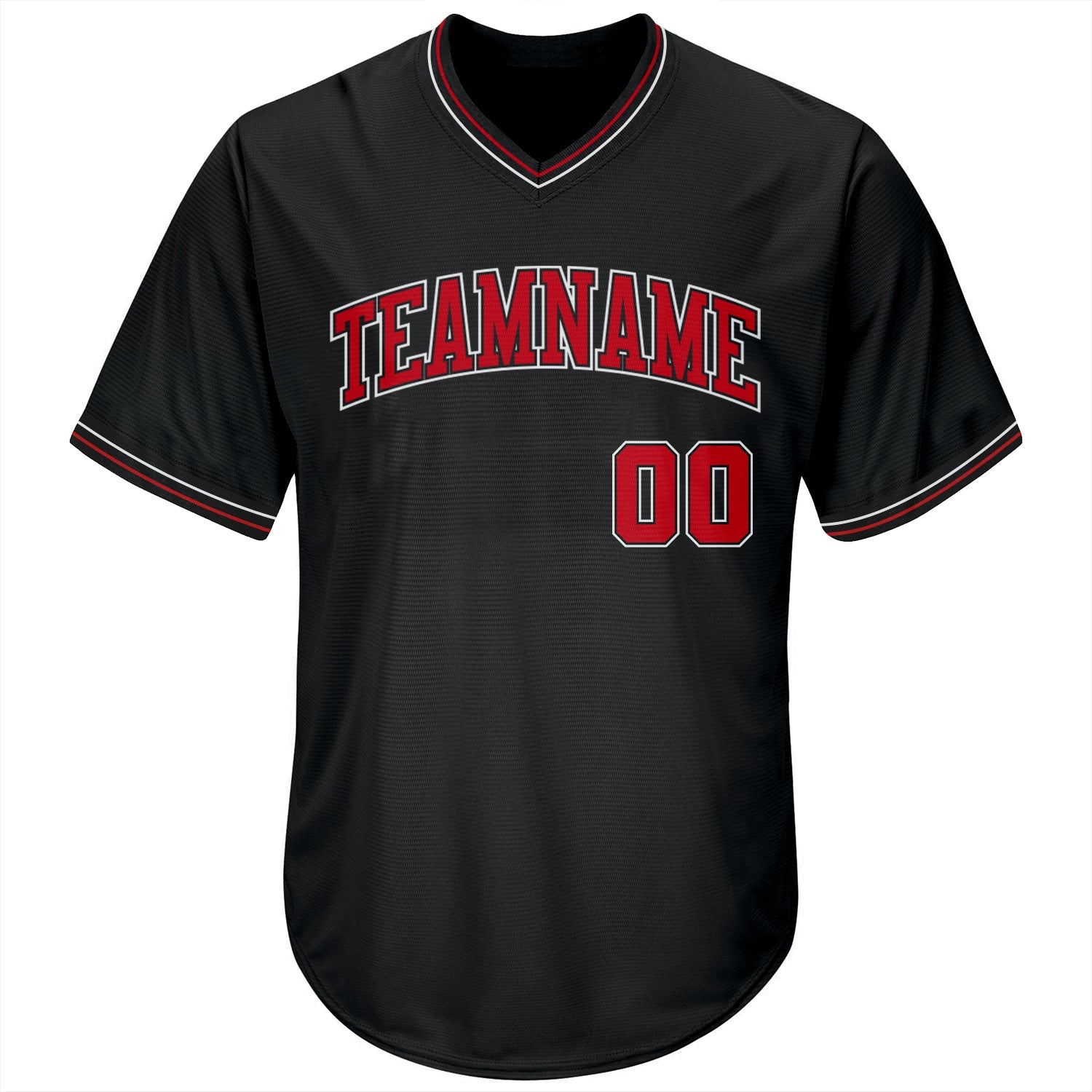 Custom Black Red-White Authentic Throwback Rib-Knit Baseball Jersey Shirt view 2