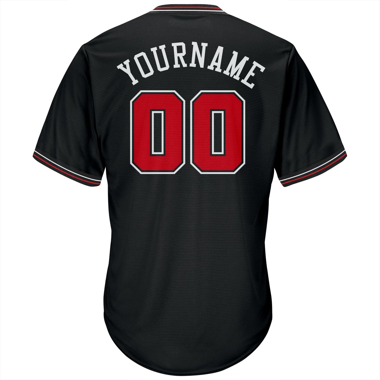 Custom Black Red-White Authentic Throwback Rib-Knit Baseball Jersey Shirt view 3