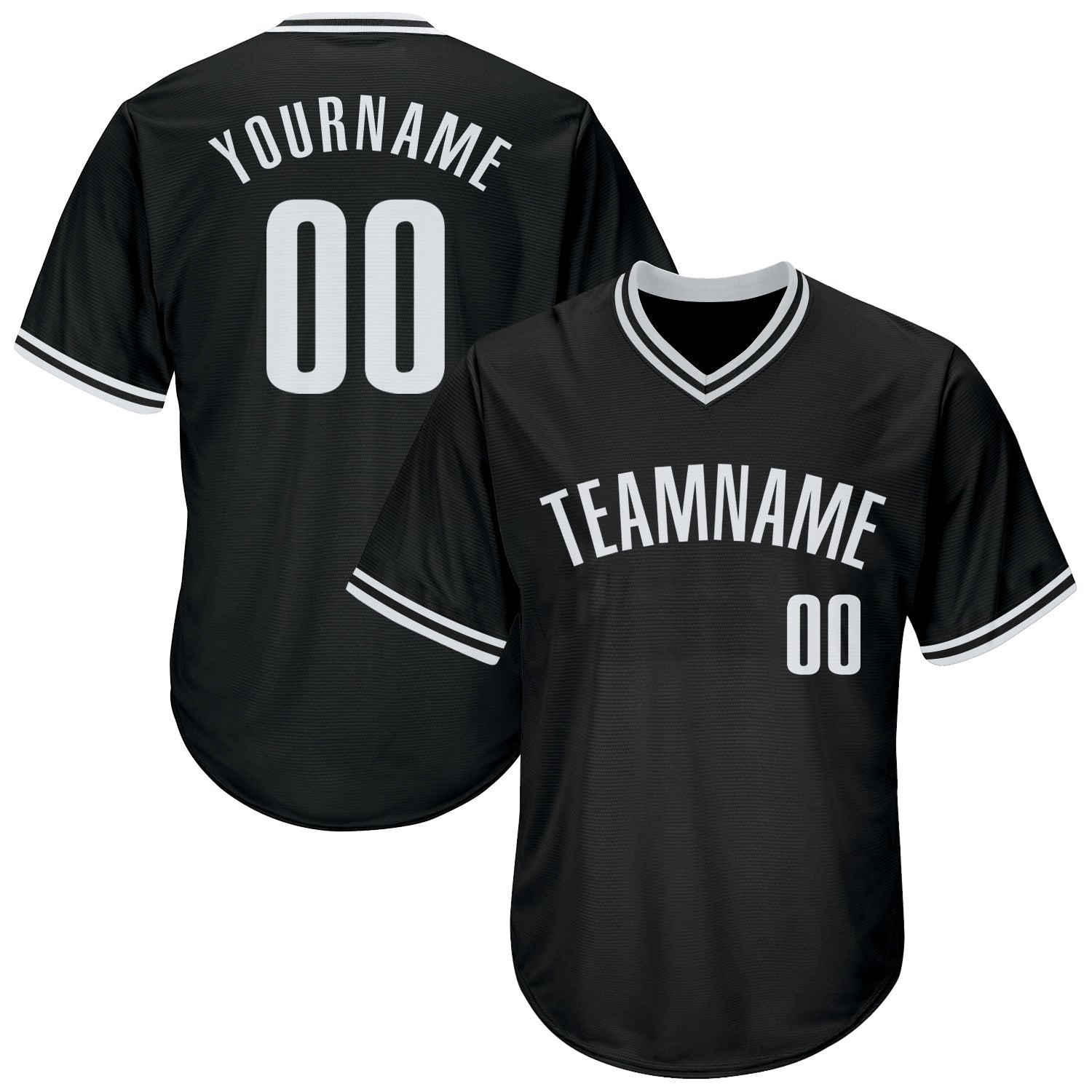 Custom Black White Authentic Throwback Rib-Knit Baseball Jersey Shirt - Main View