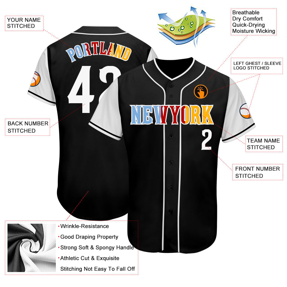 Custom Black White-Gold Authentic Two Tone Baseball Jersey view 3