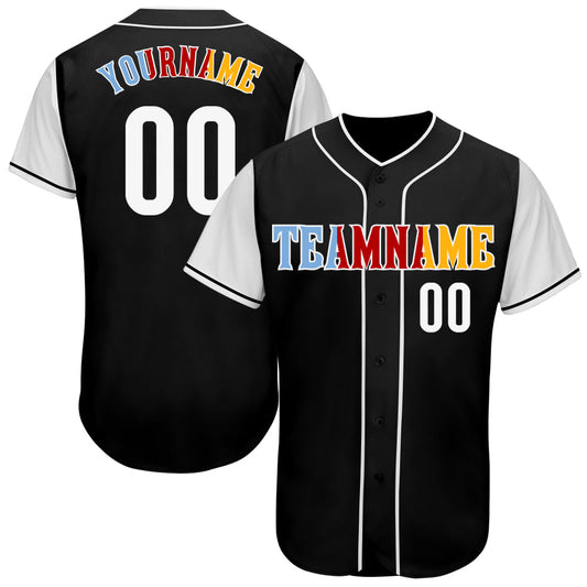Custom Black White-Gold Authentic Two Tone Baseball Jersey - Main View