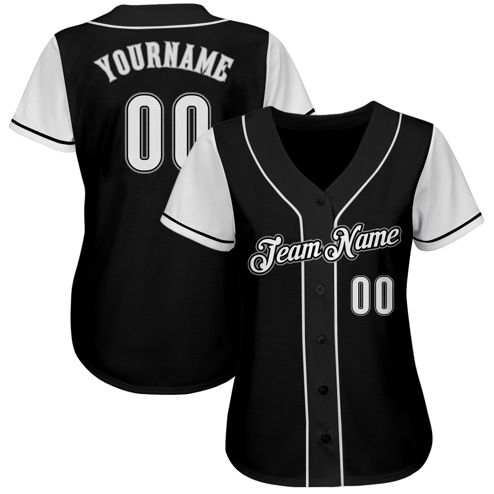Custom Black White-Gray Authentic Two Tone Baseball Jersey view 2