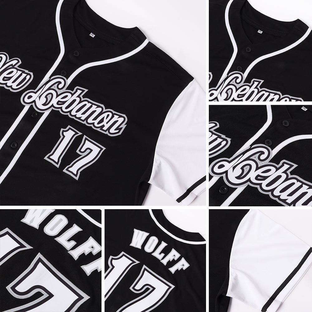 Custom Black White-Gray Authentic Two Tone Baseball Jersey view 6