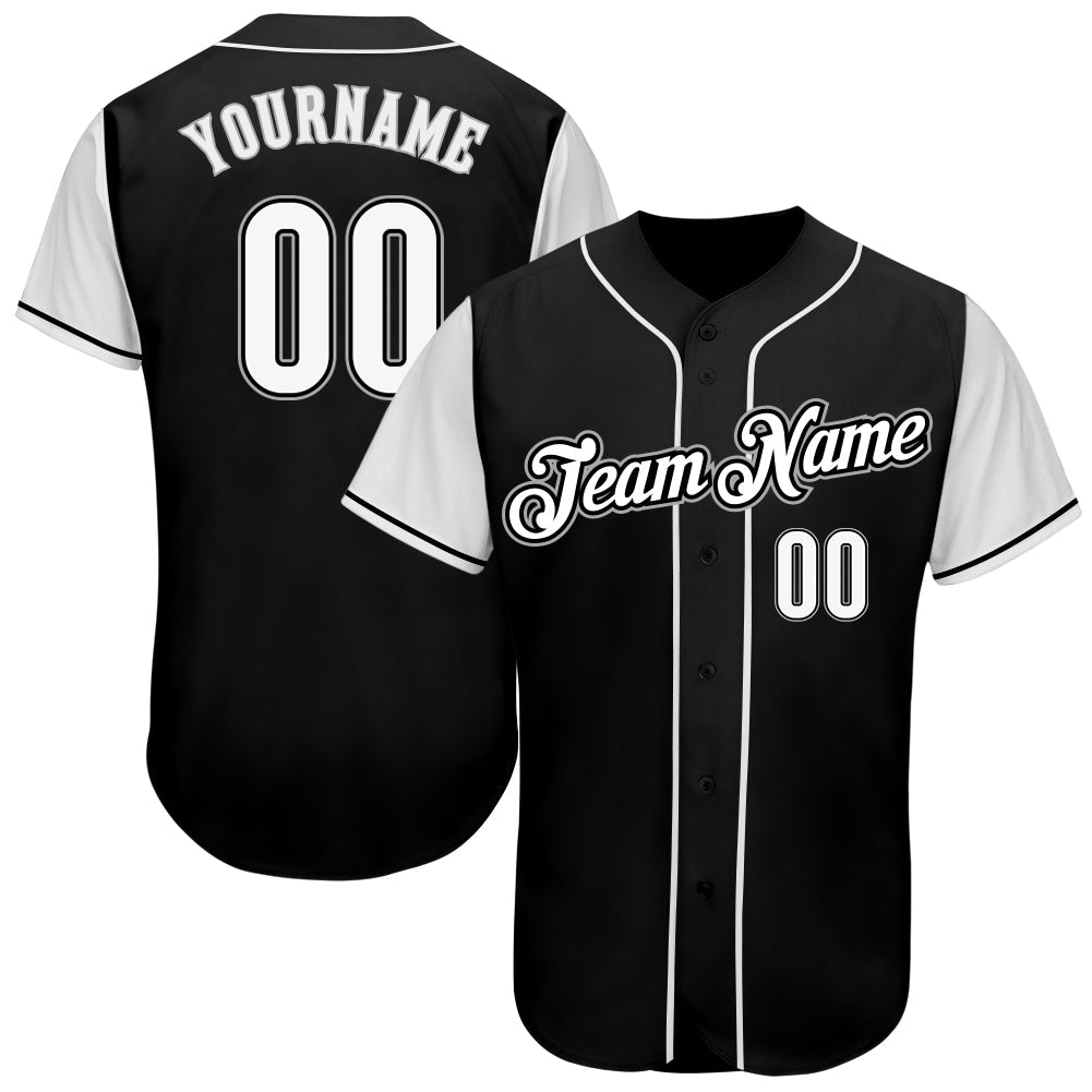 Custom Black White-Gray Authentic Two Tone Baseball Jersey - Main View