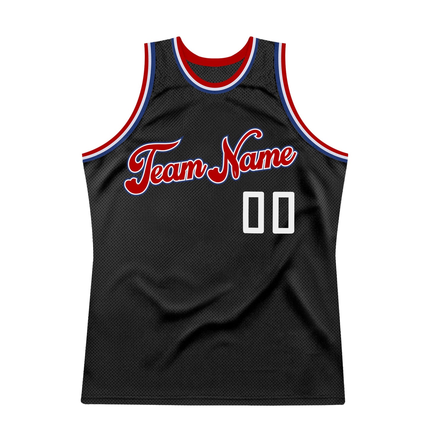 Custom Black White-Red Authentic Throwback Basketball Jersey view 7