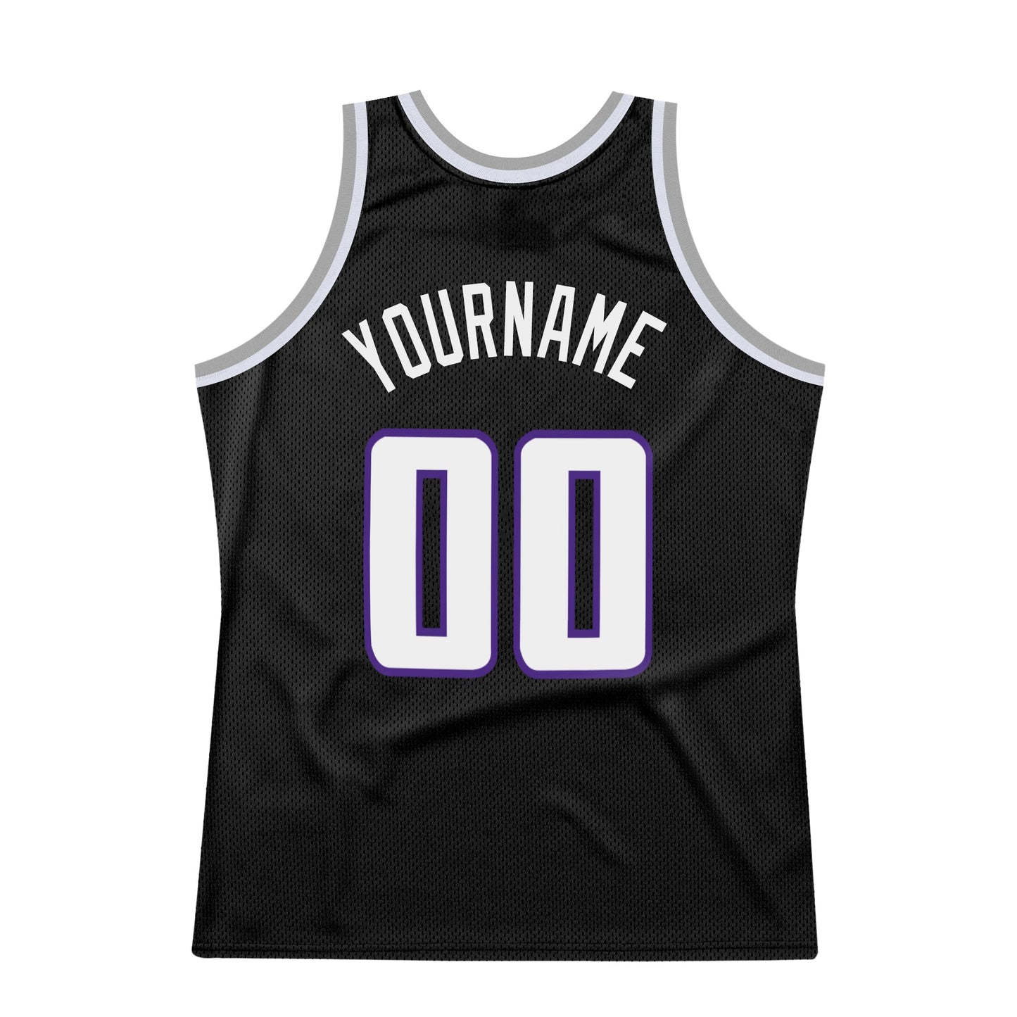 Custom Black White-Purple Authentic Throwback Basketball Jersey view 6