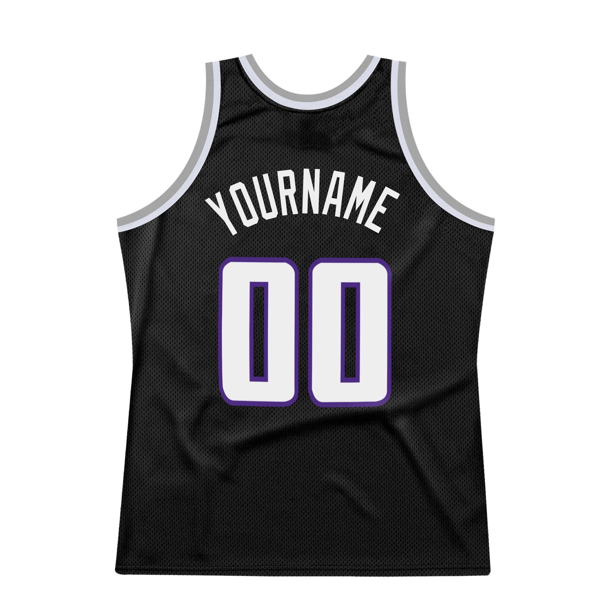 Custom Black White-Purple Authentic Throwback Basketball Jersey view 6