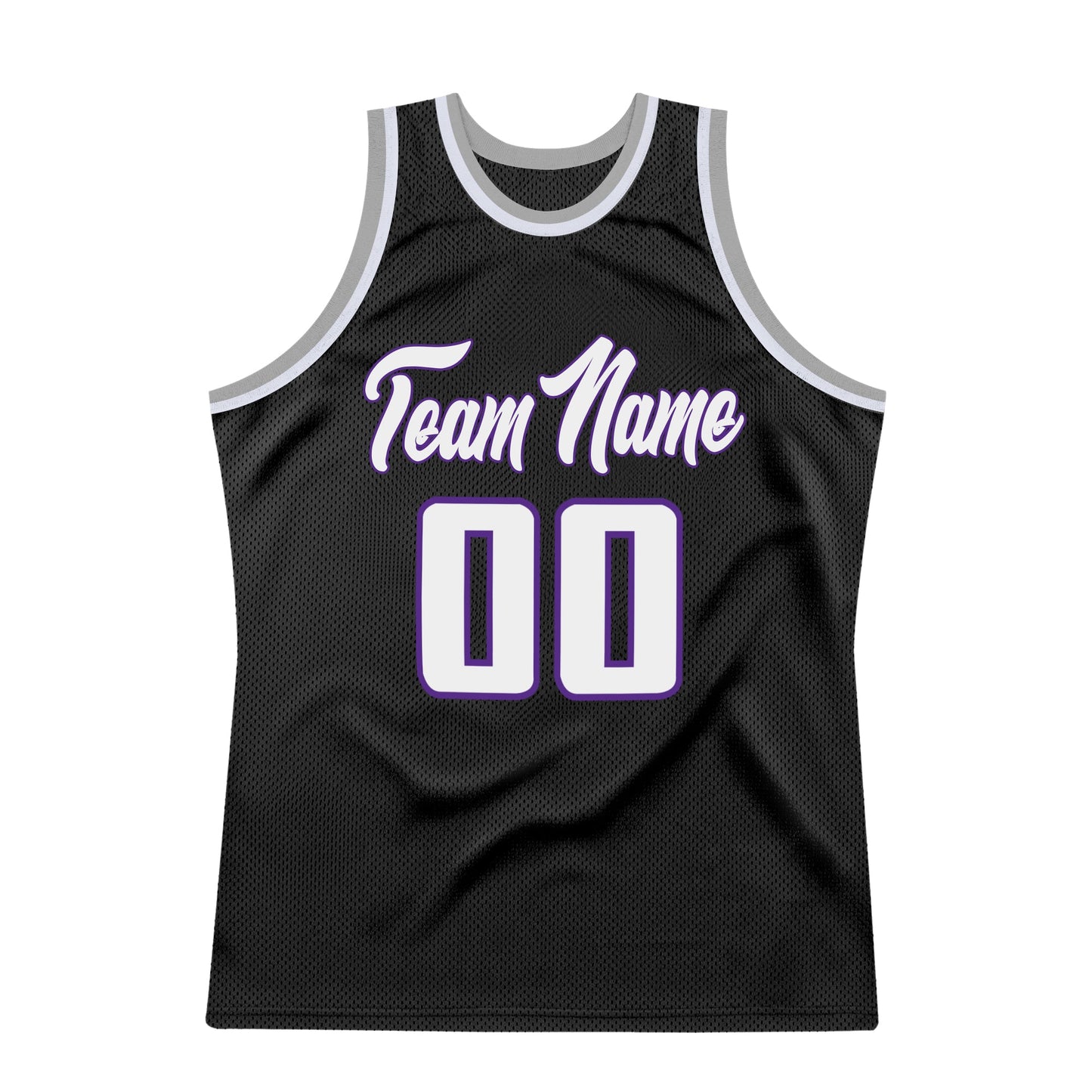 Custom Black White-Purple Authentic Throwback Basketball Jersey view 7