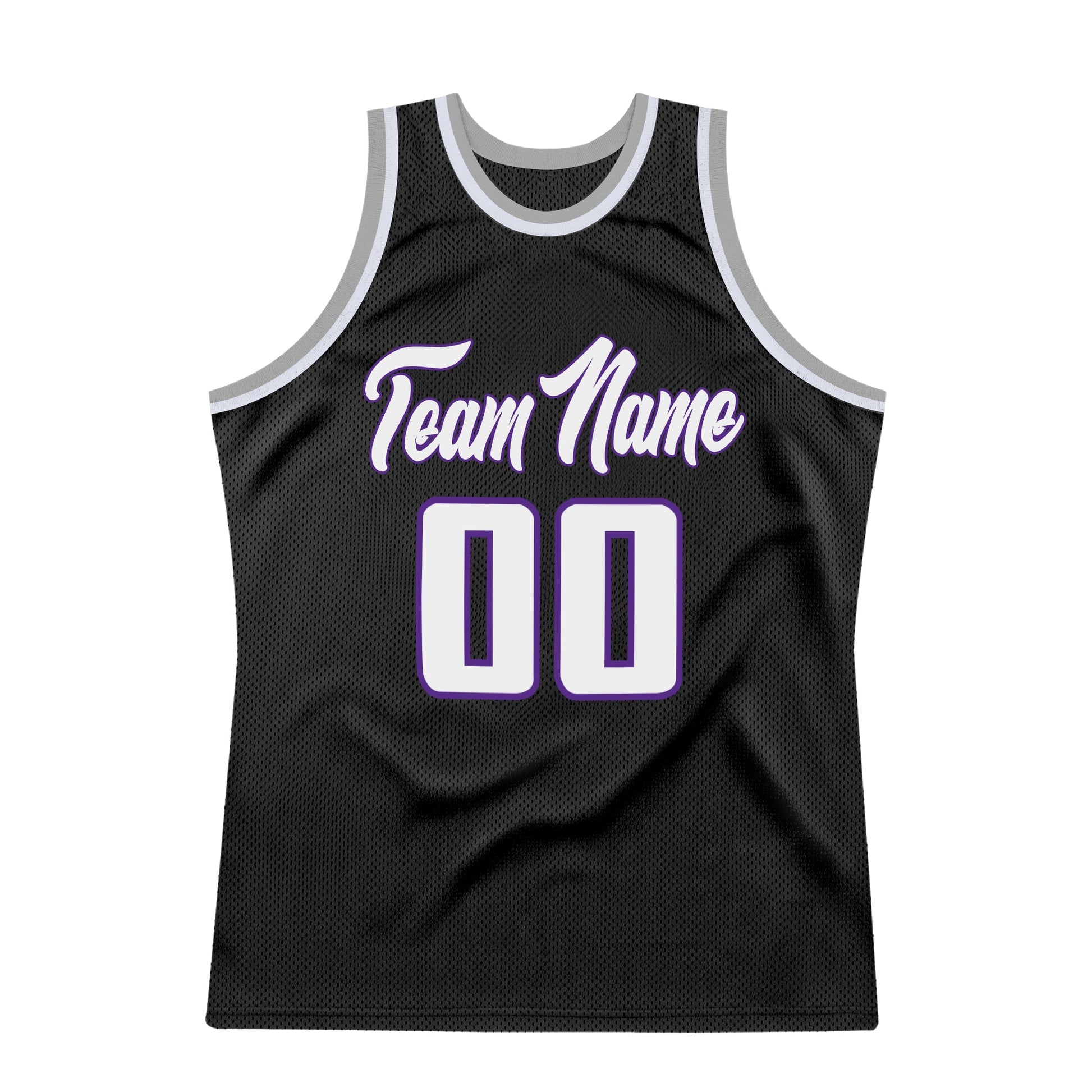 Custom Black White-Purple Authentic Throwback Basketball Jersey view 7