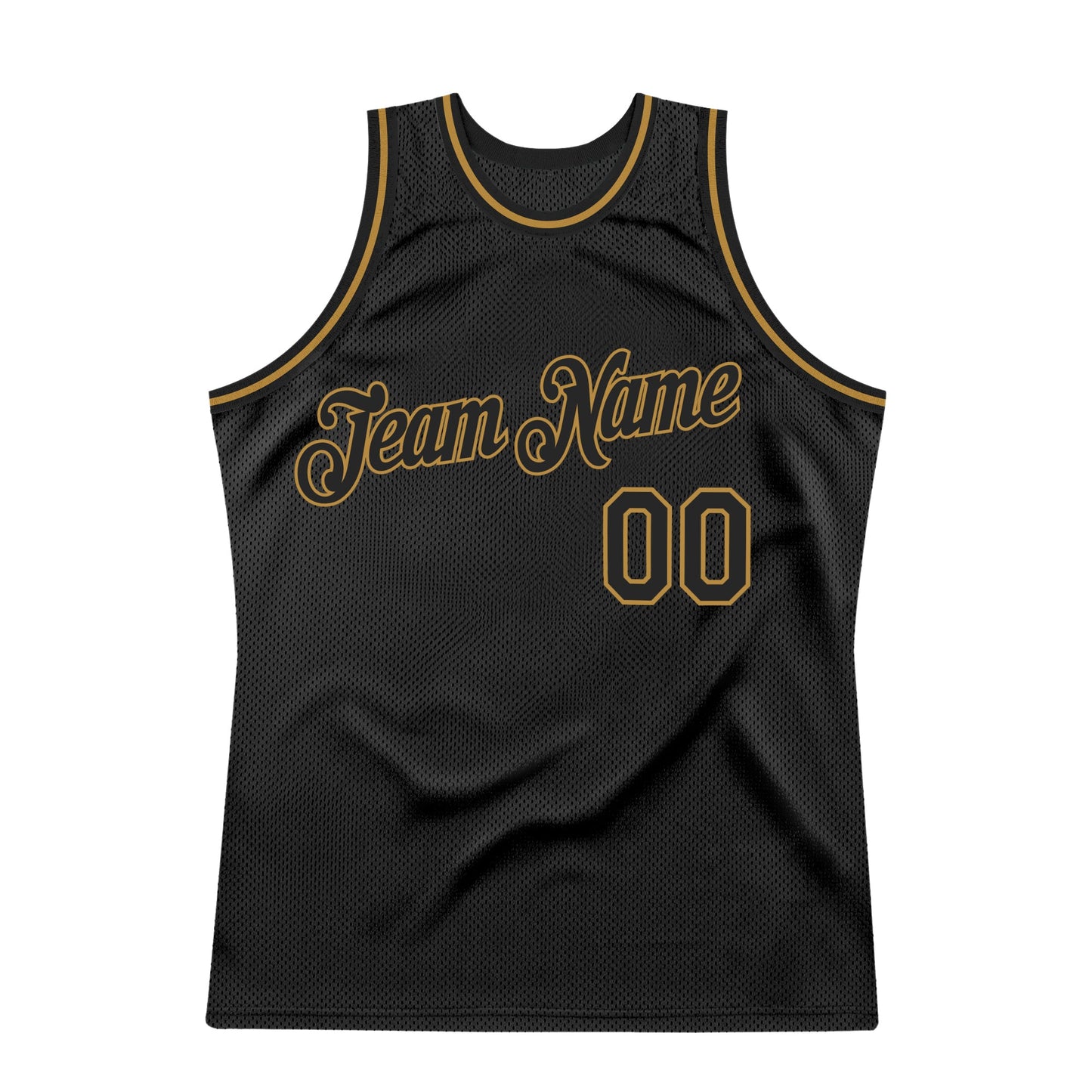 Custom Black Black-Old Gold Authentic Throwback Basketball Jersey view 7