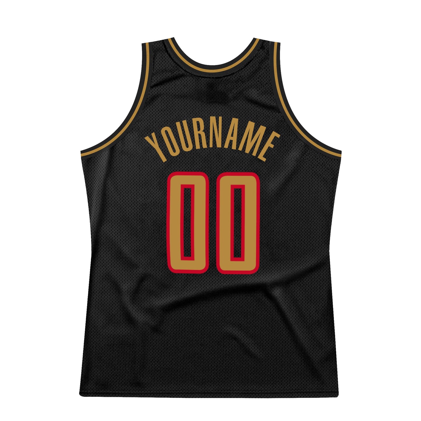 Custom Black Old Gold-Red Authentic Throwback Basketball Jersey view 6
