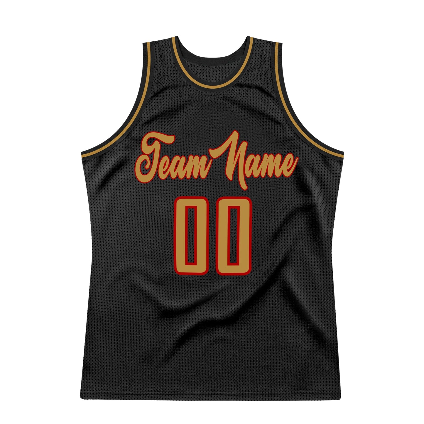 Custom Black Old Gold-Red Authentic Throwback Basketball Jersey view 7