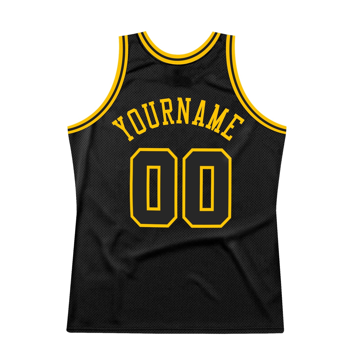 Custom Black Black-Gold Authentic Throwback Basketball Jersey view 6