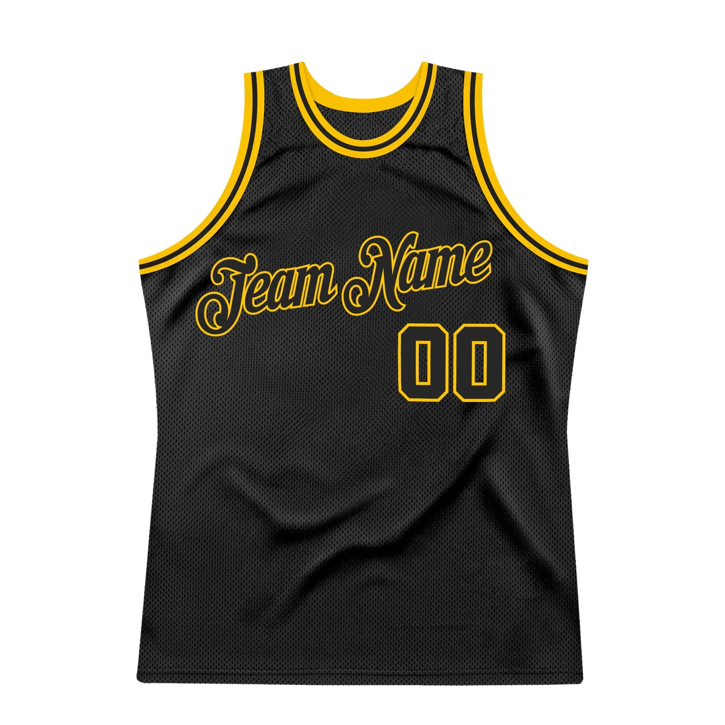 Custom Black Black-Gold Authentic Throwback Basketball Jersey view 7