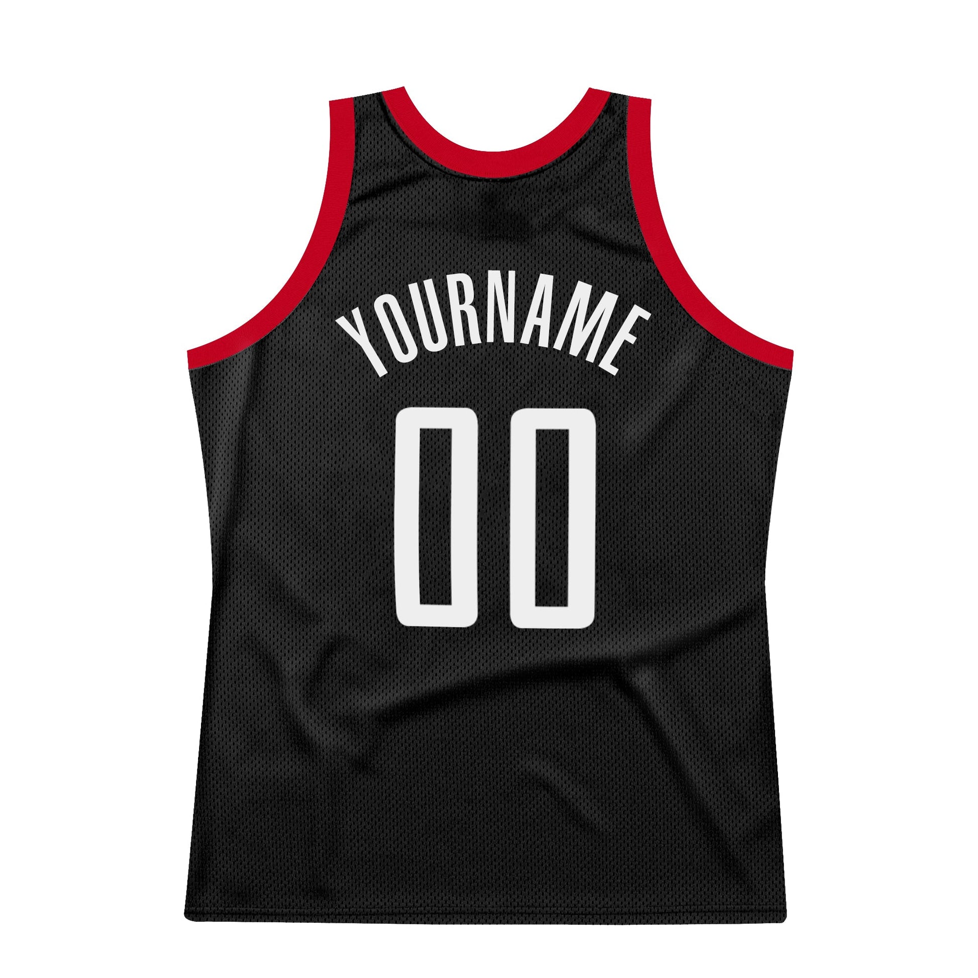 Custom Black White-Red Authentic Throwback Basketball Jersey view 6