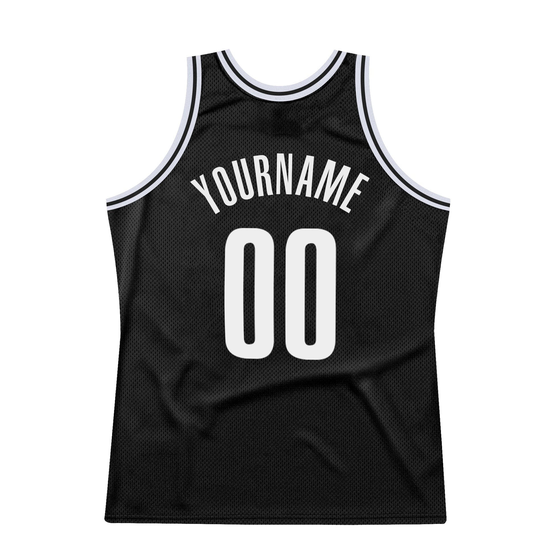 Custom Black White Authentic Throwback Basketball Jersey view 6