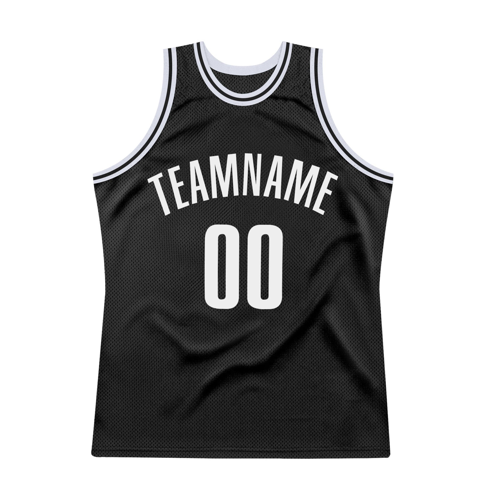 Custom Black White Authentic Throwback Basketball Jersey view 7