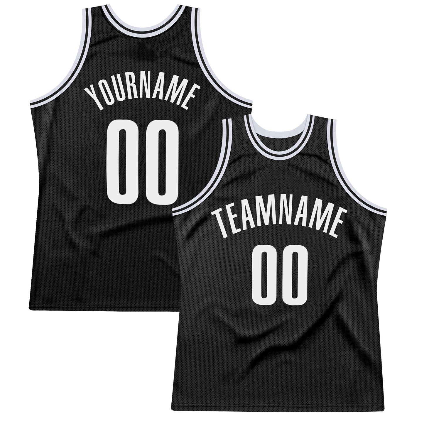 Custom Black White Authentic Throwback Basketball Jersey - Main View