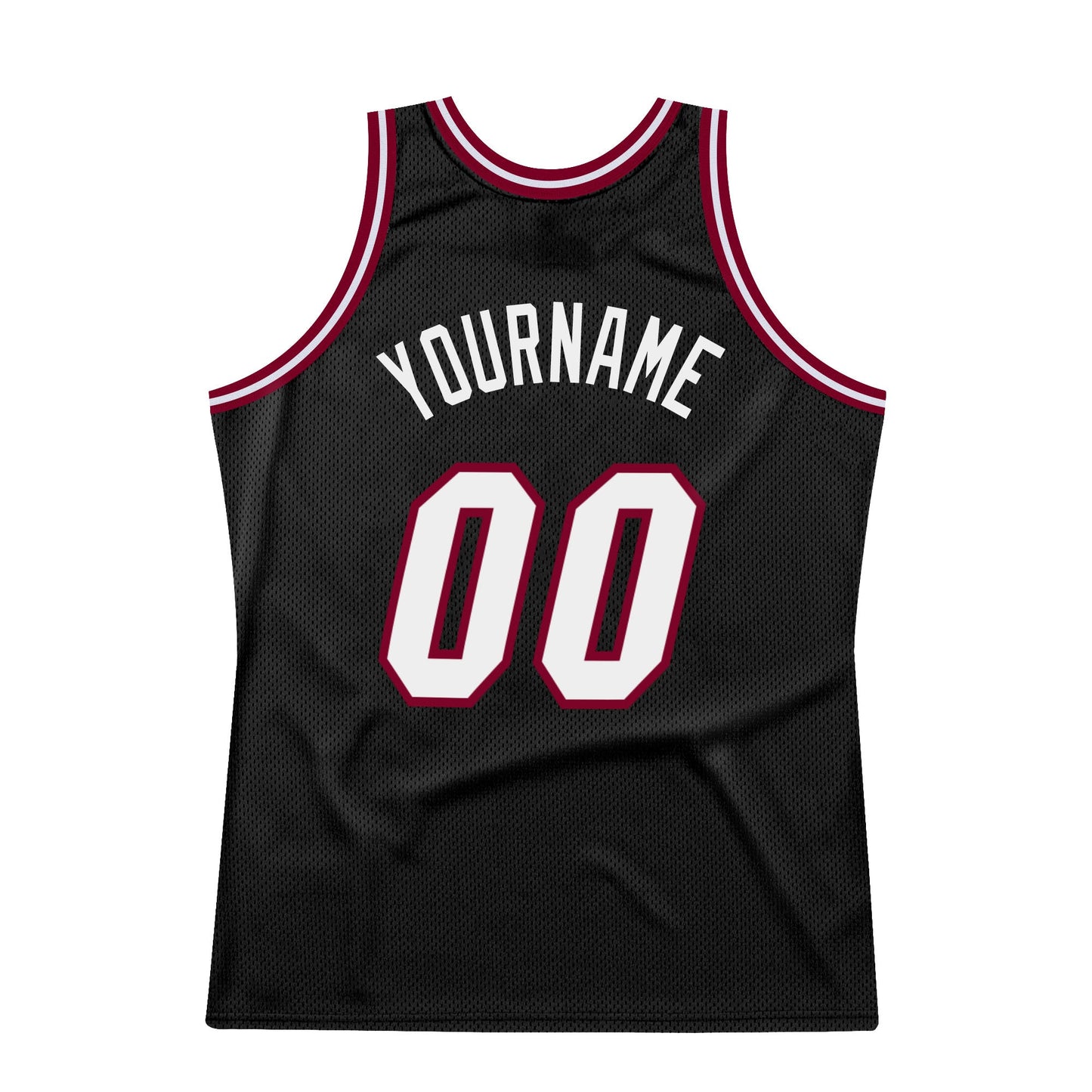 Custom Black White-Maroon Authentic Throwback Basketball Jersey view 6