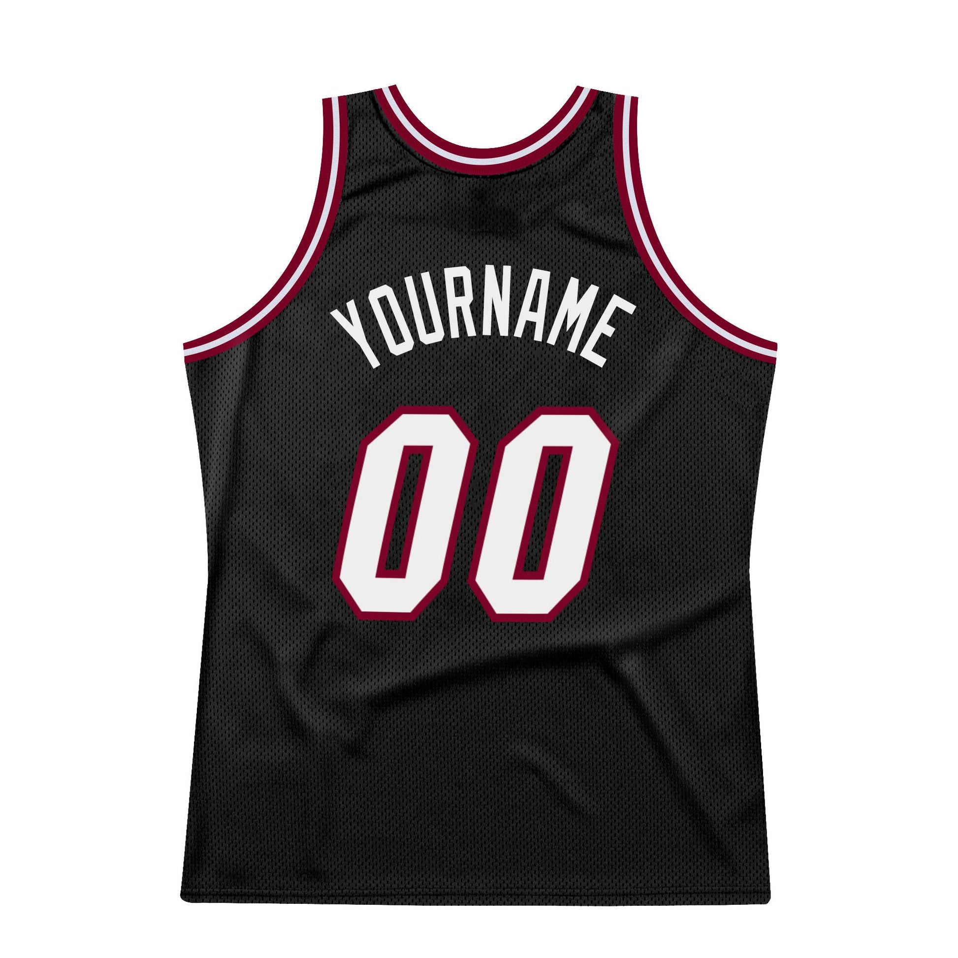 Custom Black White-Maroon Authentic Throwback Basketball Jersey view 6
