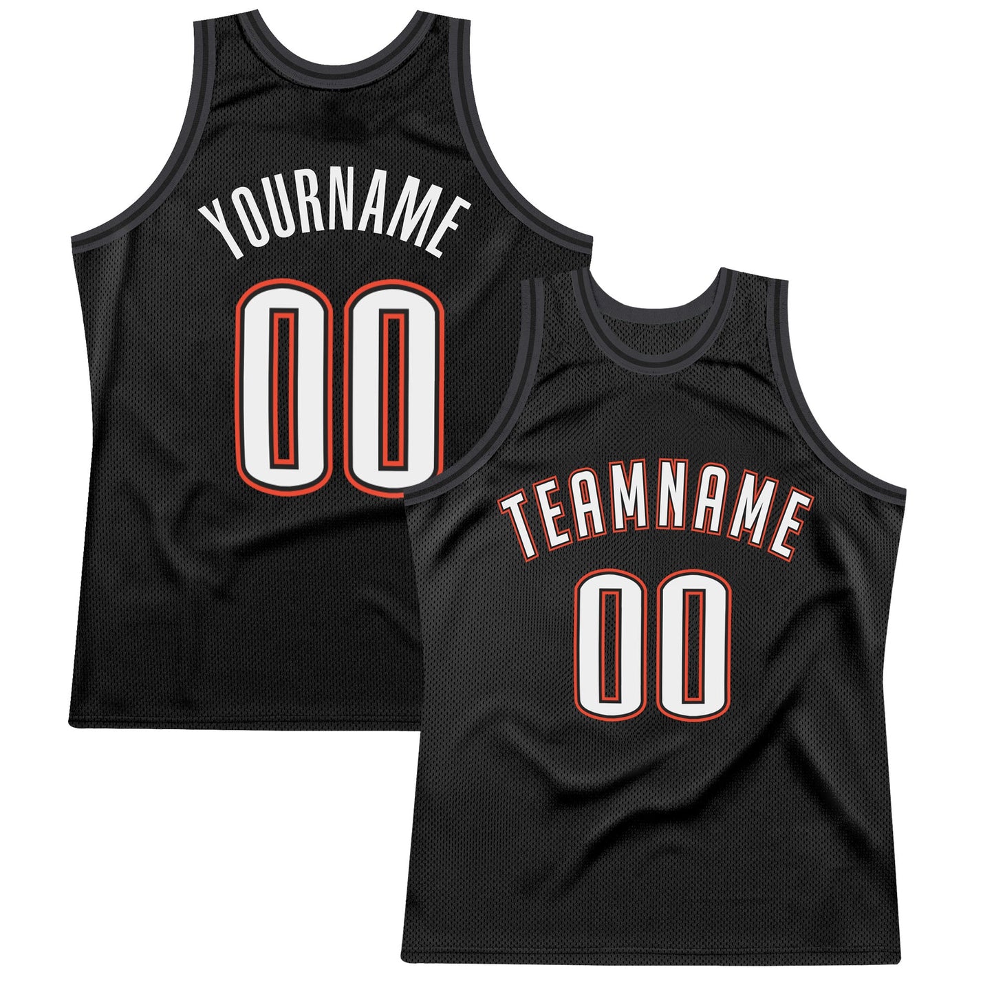 Custom Black White-Orange Authentic Throwback Basketball Jersey - Main View