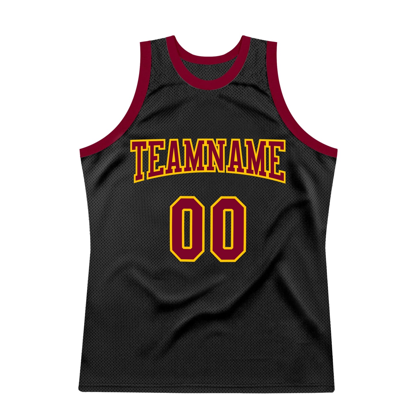 Custom Black Maroon-Gold Authentic Throwback Basketball Jersey view 7