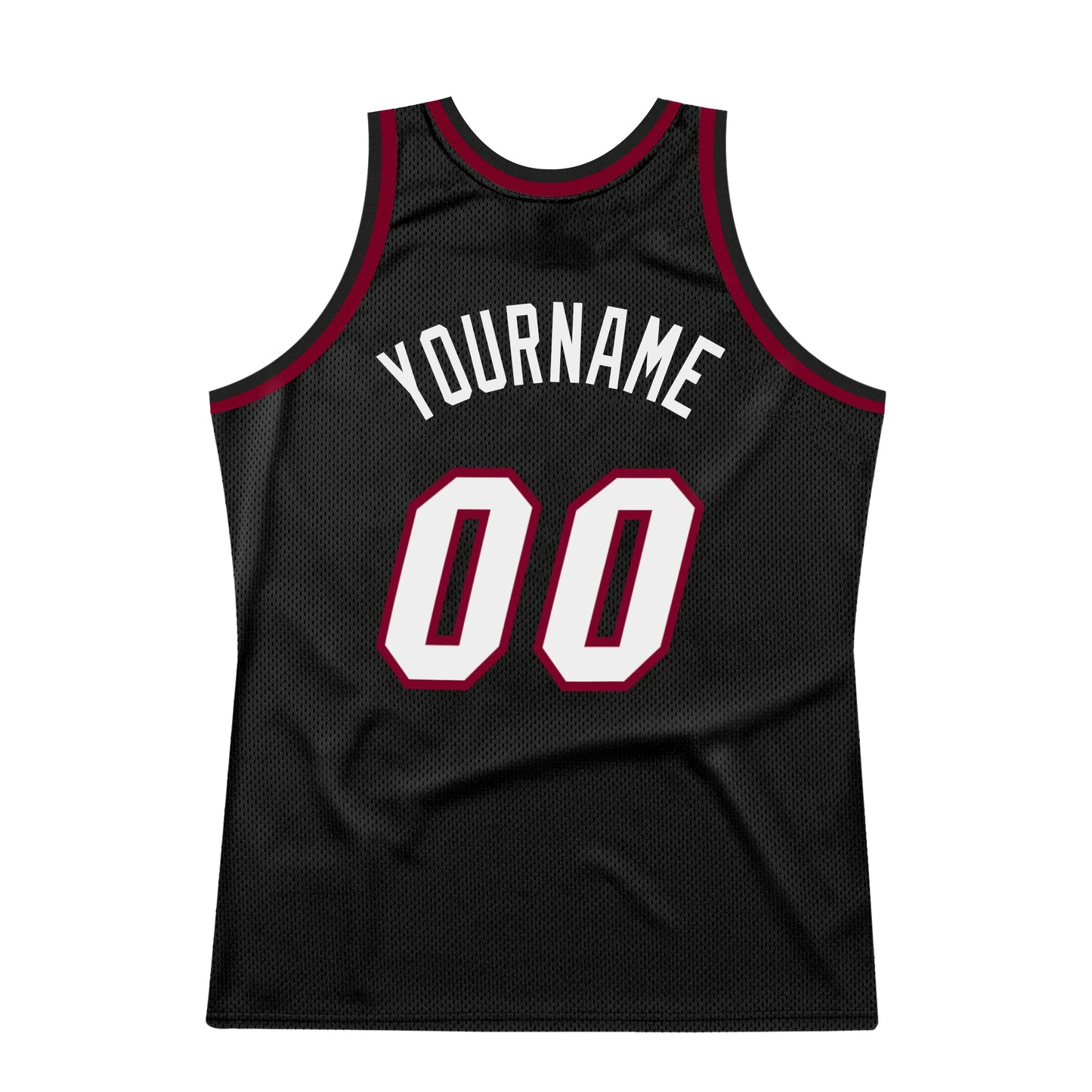 Custom Black White-Maroon Authentic Throwback Basketball Jersey view 6