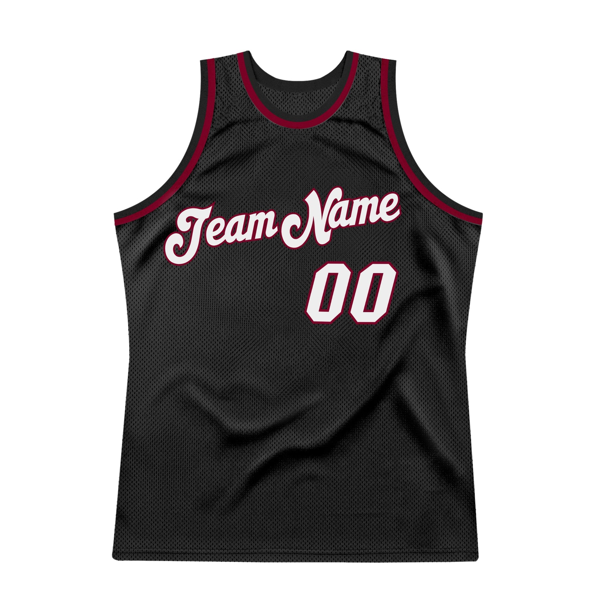 Custom Black White-Maroon Authentic Throwback Basketball Jersey view 7