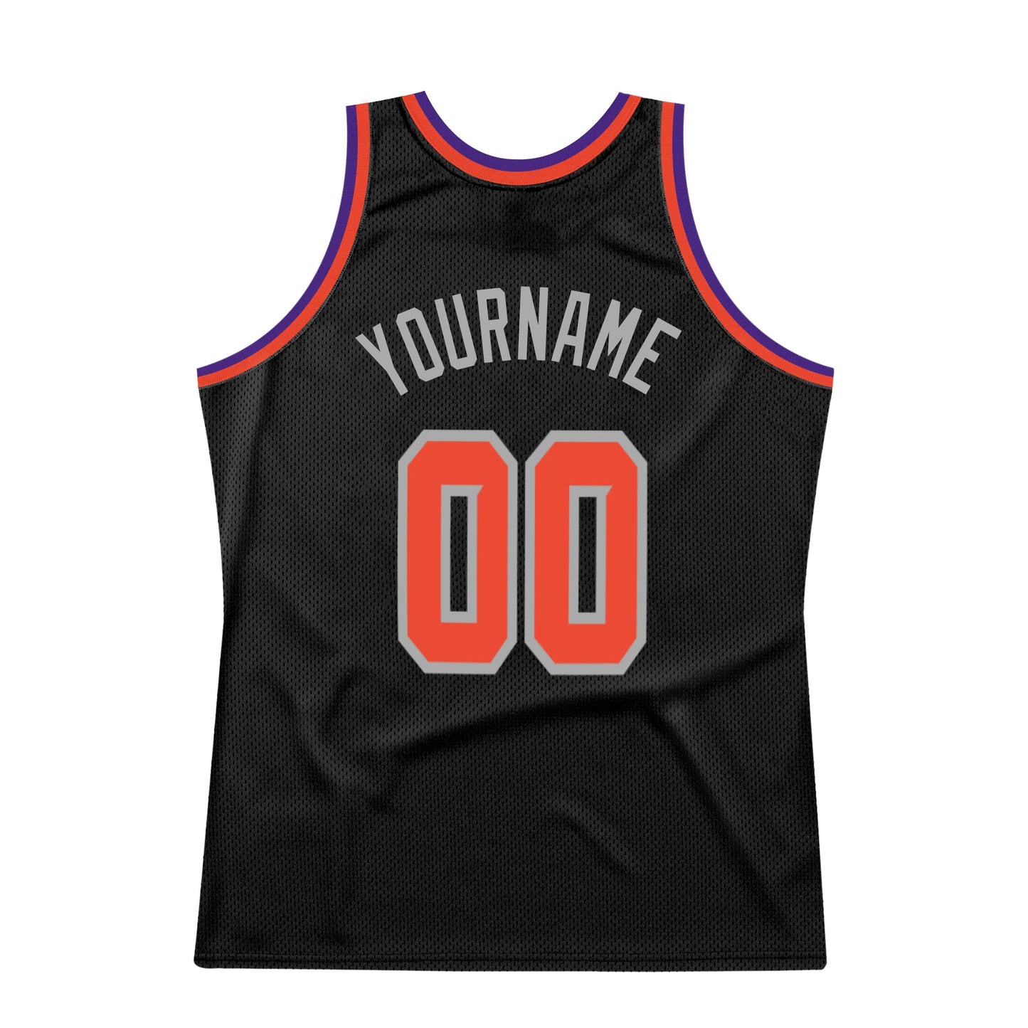 Custom Black Orange-Gray Authentic Throwback Basketball Jersey view 6